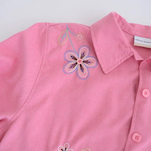 Vintage Alfred Dunner Pink Embroidered Floral Button Up Lightweight Jacket 18W - Picture 9 of 13